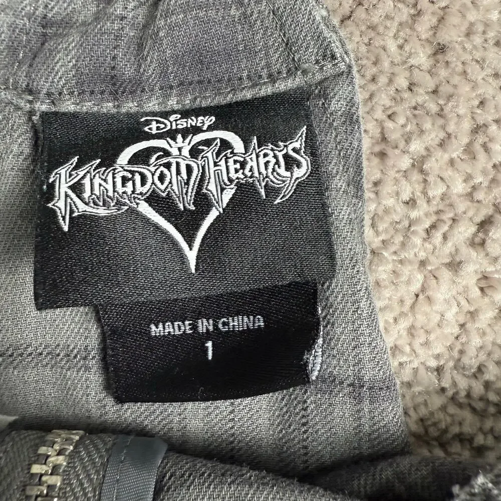 Kingdom Hearts Disney Plaid Pinafore Overall Dress Gray Goth Punk Size L Skirt - Picture 4 of 4